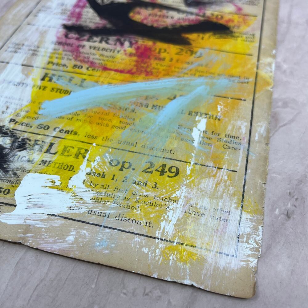 Original Abstract Art Painting "Czerny" On Sheet Music 7x10 - Picture 5 of 5